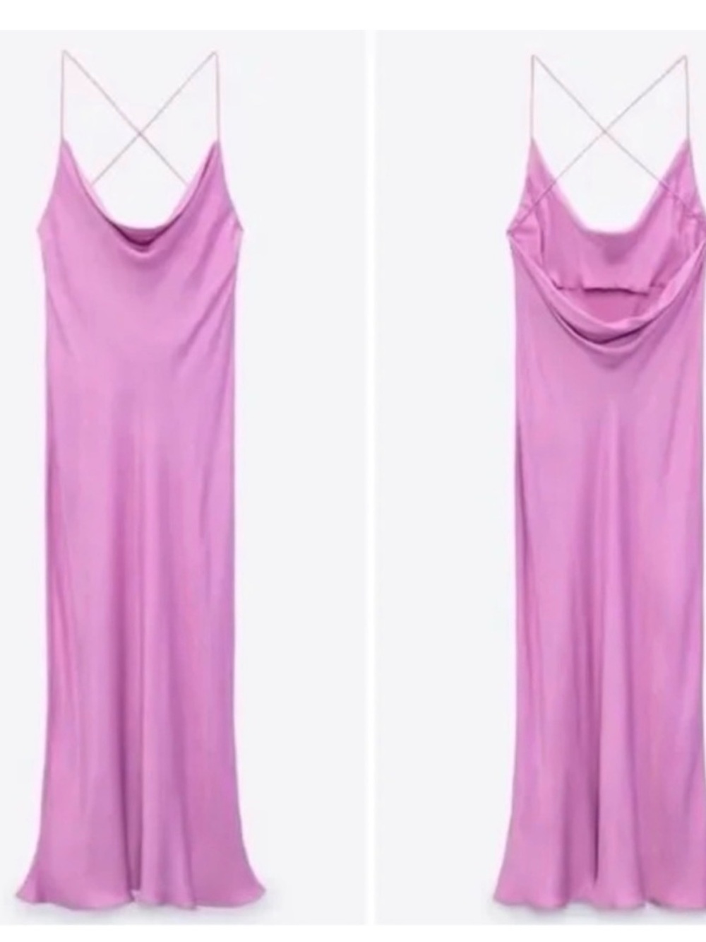 Zara Satin Cowl Neck Slip Dress - Lilac Pink